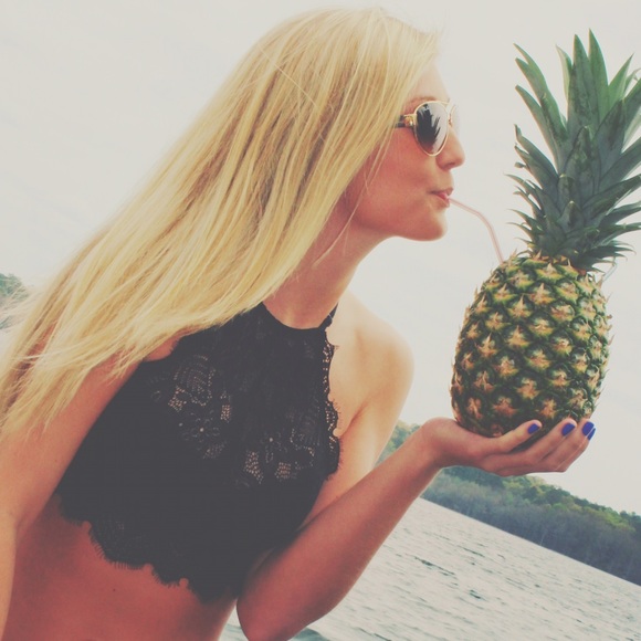 Black halter swim top