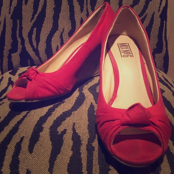 Cute red wedge heels