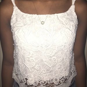 White Lace Cropped Tank