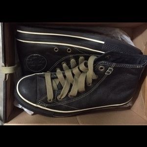 NEW Black Leather Converse