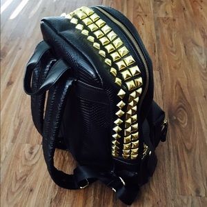 Garin Snake Print PU Leather Studded Backpack