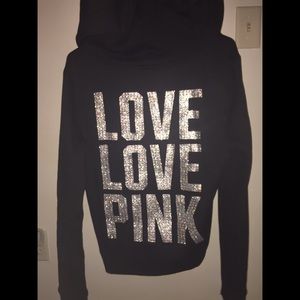 PINK full zip bling hoodie