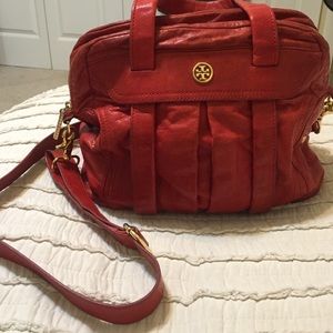Red authentic Tory Burch cross body bag