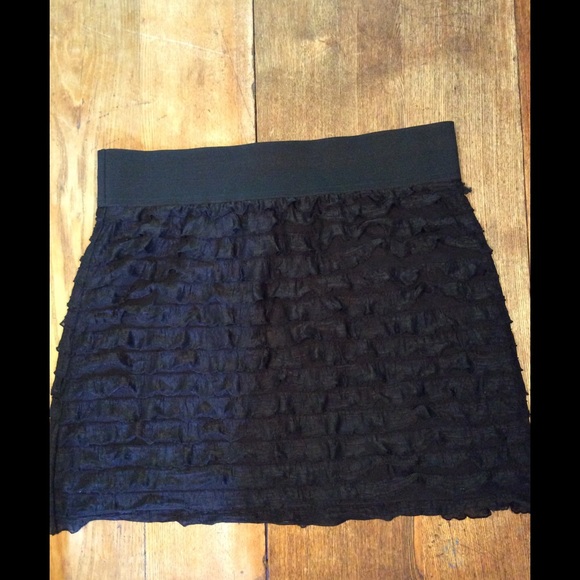Black Express Ruffle Mini Skirt