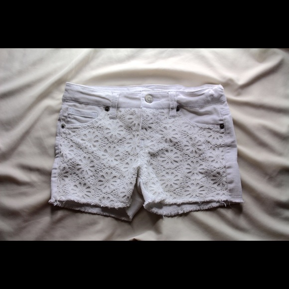 White Lace Jean Shorts