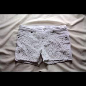 White Lace Jean Shorts