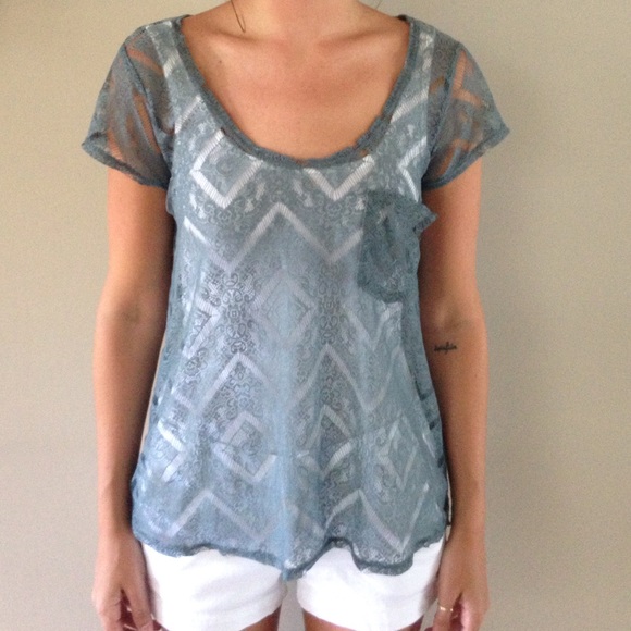 Urban outfitters light blue lace tee shirt!