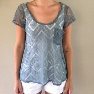 Urban outfitters light blue lace tee shirt!