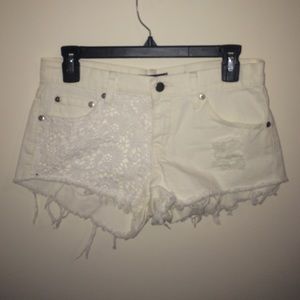 White denim shorts