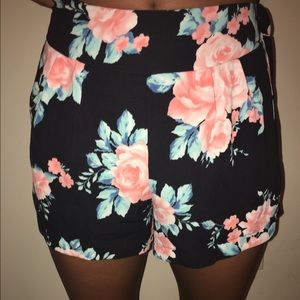 Floral Black Shorts