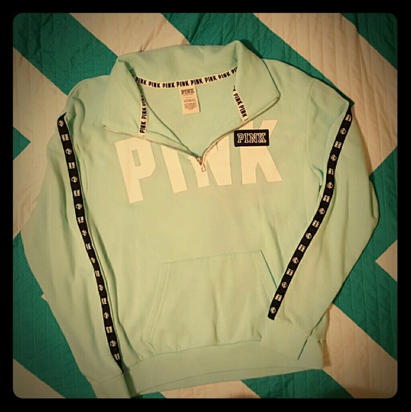 Light blue PINK quarter zip sweatshirt