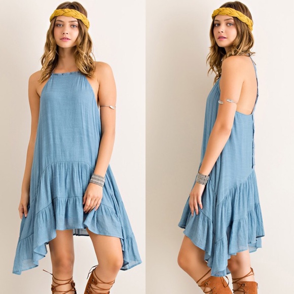 🆕ATHENA open back flutter dress - BLUE - Picture 2 of 3