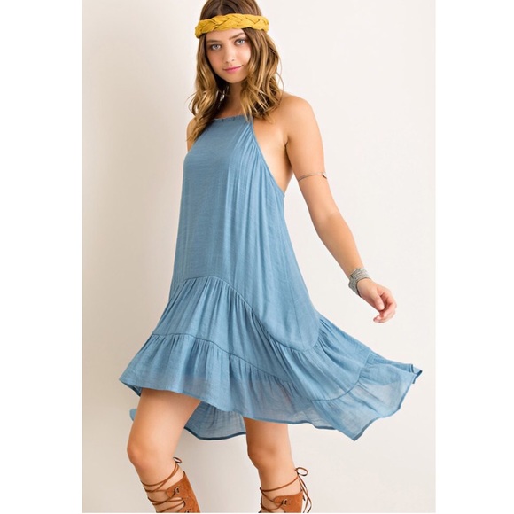 🆕ATHENA open back flutter dress - BLUE - Picture 3 of 3