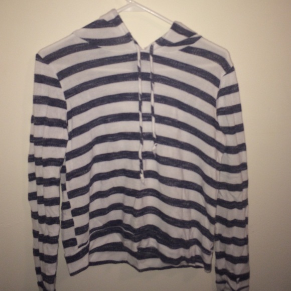 White and blue striped hoodie