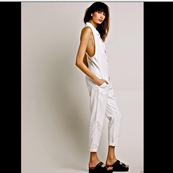 Free People White Distressed & “Dirty” Overall  S - Picture 3 of 4