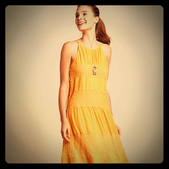 NWT Anthropologie Mango Colored Lace Dress