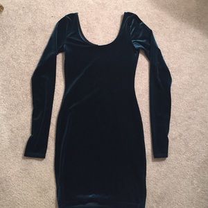 Teal velvet dress