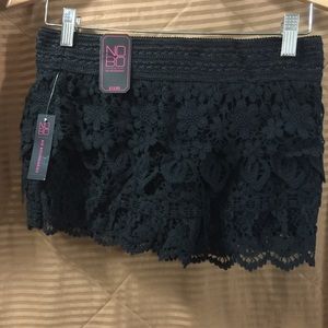 Layered crochet shorts