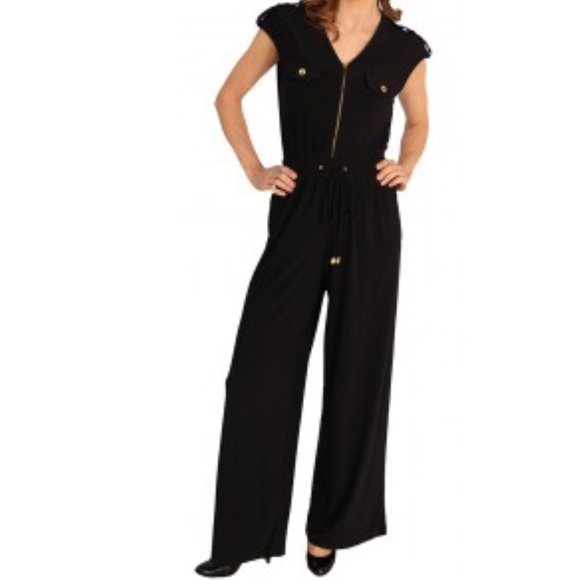 Black jump suit.