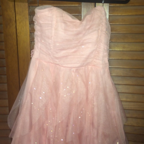 High Low Strapless Blush Pink Formal Dress. Size 5