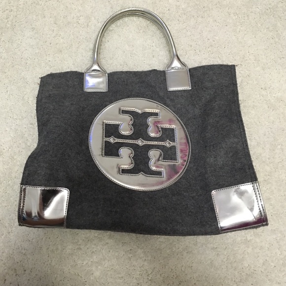 Large silver Tory Burch tote