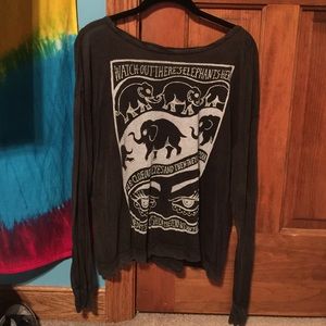Dark gray long sleeve with elephants