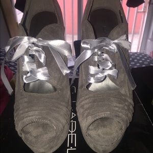 Grey suede pumps