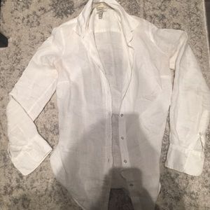 J.Crew white linen perfect fit button down