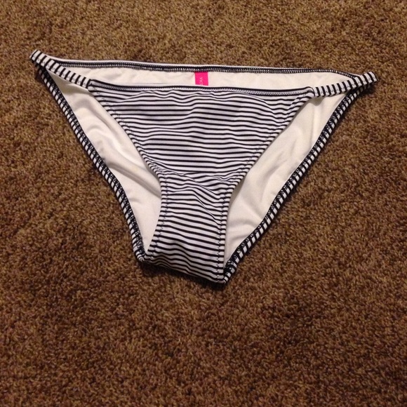 Victoria secret black and white striped bottoms