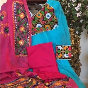 Used Indian/Pakistani Ethnic Net Anarkali dress set
