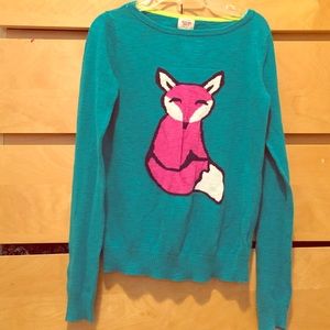 Turquoise fox sweater