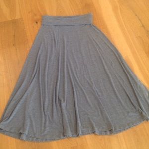 Gap long knit gray skirt with fold down waistband