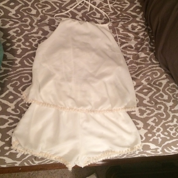 White romper with fringe