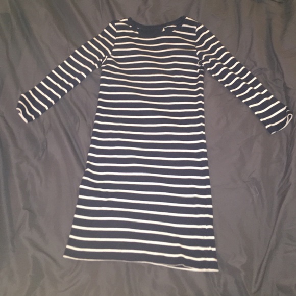Navy blue & white striped tight dress