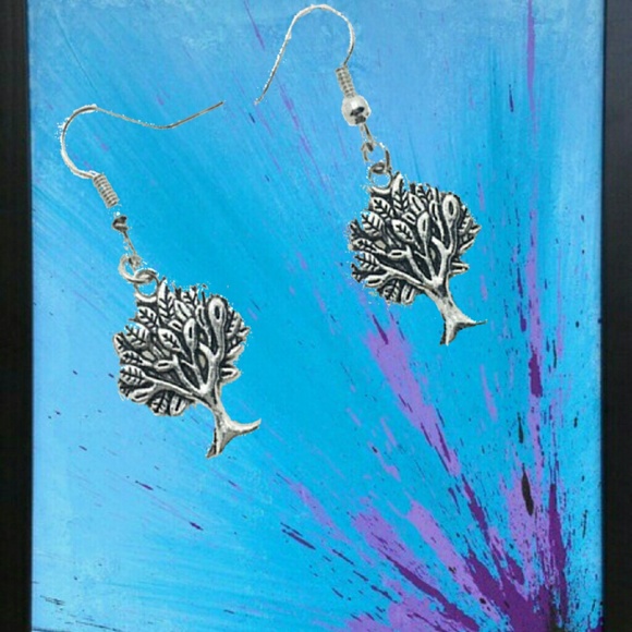 Tree of Life Silvertone Earrings - Picture 3 of 5