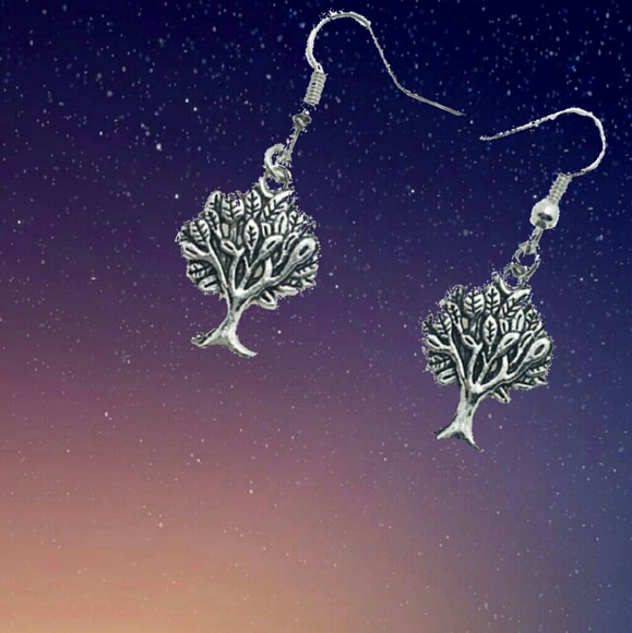 Tree of Life Silvertone Earrings - Picture 4 of 5
