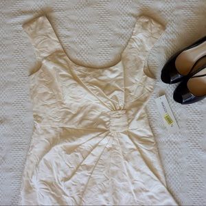 Gorgeous cream cocktail bride rehearsal dress