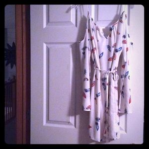 Cold Shoulder White Feather Dress