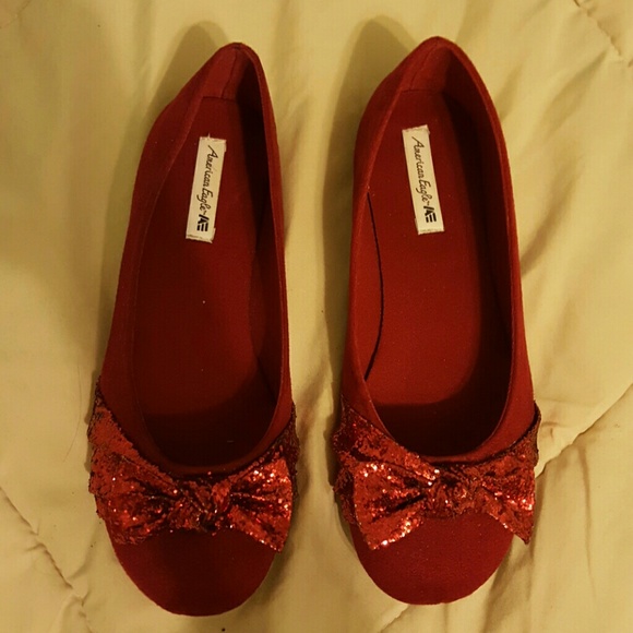 Sparkly red ballet flats