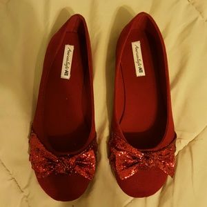 Sparkly red ballet flats