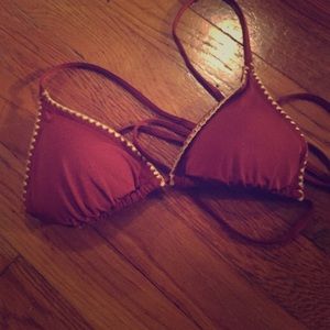 Maroon with gold detailed bikini top