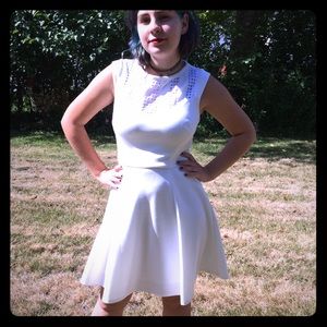 Betsey Johnson white skater dress fit & flare 8
