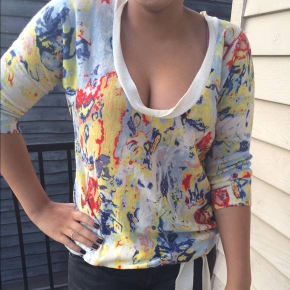 Gently Worn Anthropology "Moth" Print Pullover