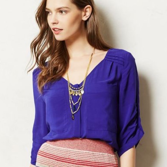 Anthropologie purple Estrie Henley button blouse