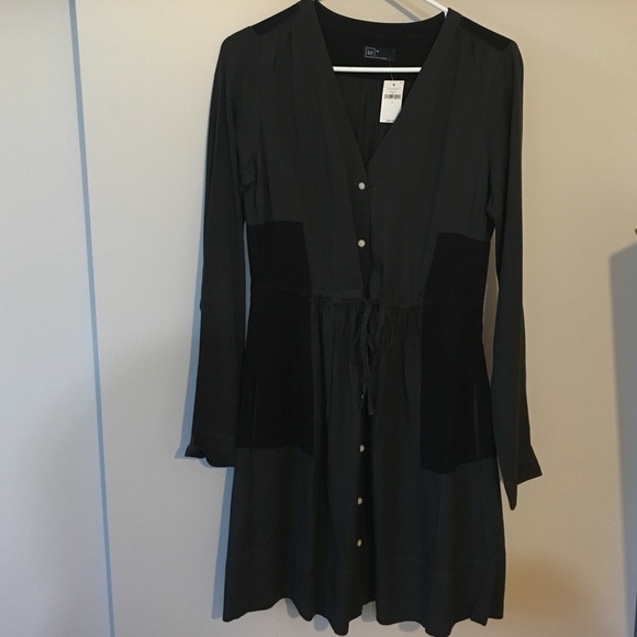 Charcoal grey and black button down dress