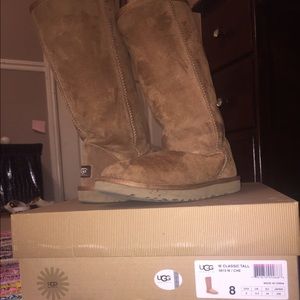 Tan tall ugg boots, size 8