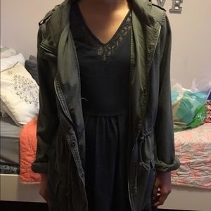 An army green utility jacket