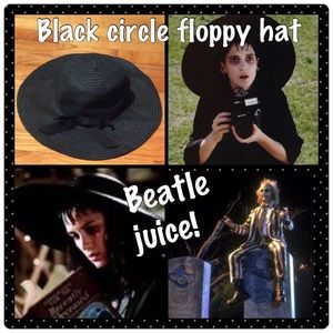 Black floppy hat with black bow ( Beatle juice)