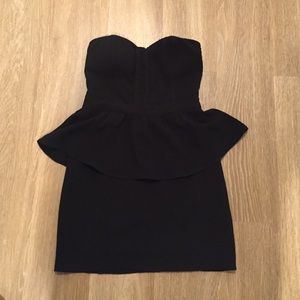 Urban Outfitters size 0 black strapless peplum