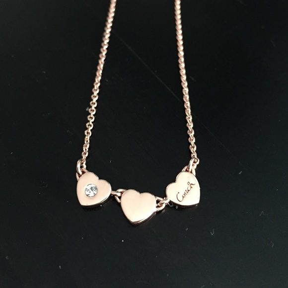 Rose gold three hear coach necklace